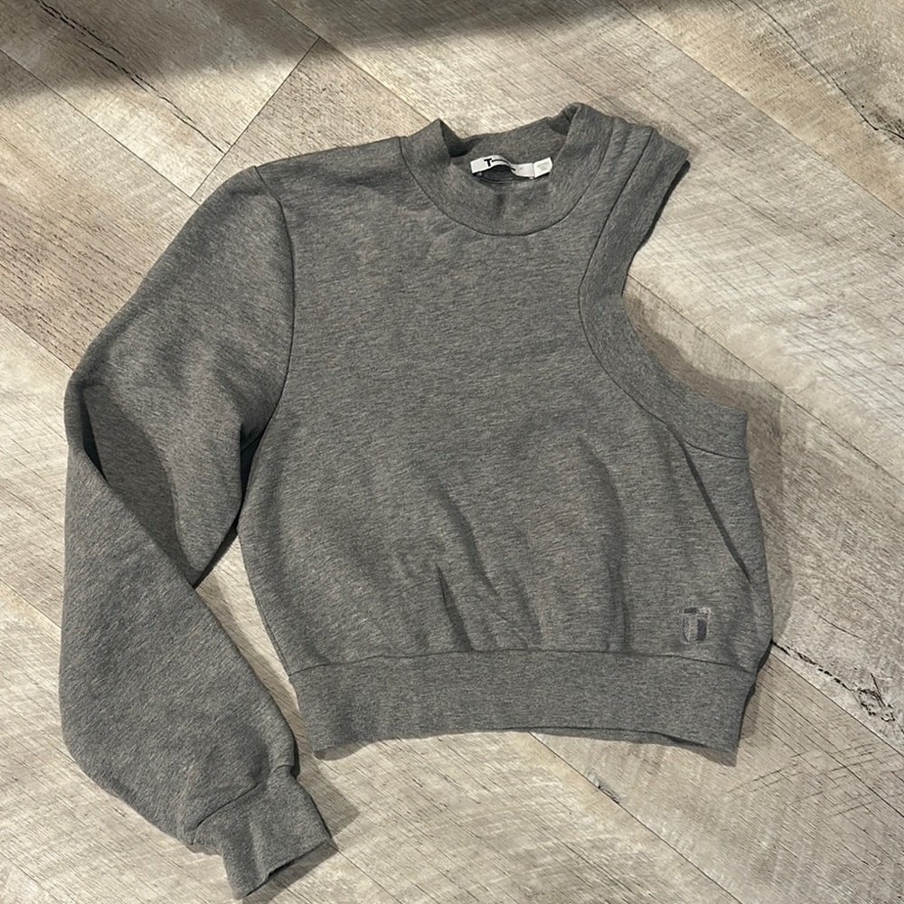 Gray One-Shoulder Sweatshirt